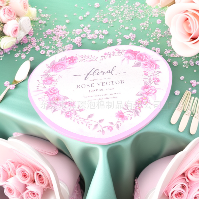 Customized Processing of Heart-Shaped Wedding Eva Pendant, Creative Rose Heart-Shaped Foam Tag, Stamping Uv Printing Wall