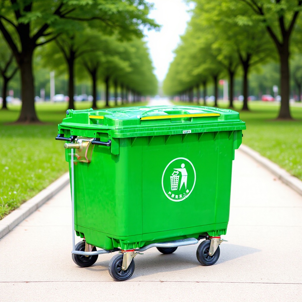 660升脚踏塑料垃圾桶户外环卫挂车垃圾桶660L脚踩塑胶手推垃圾车