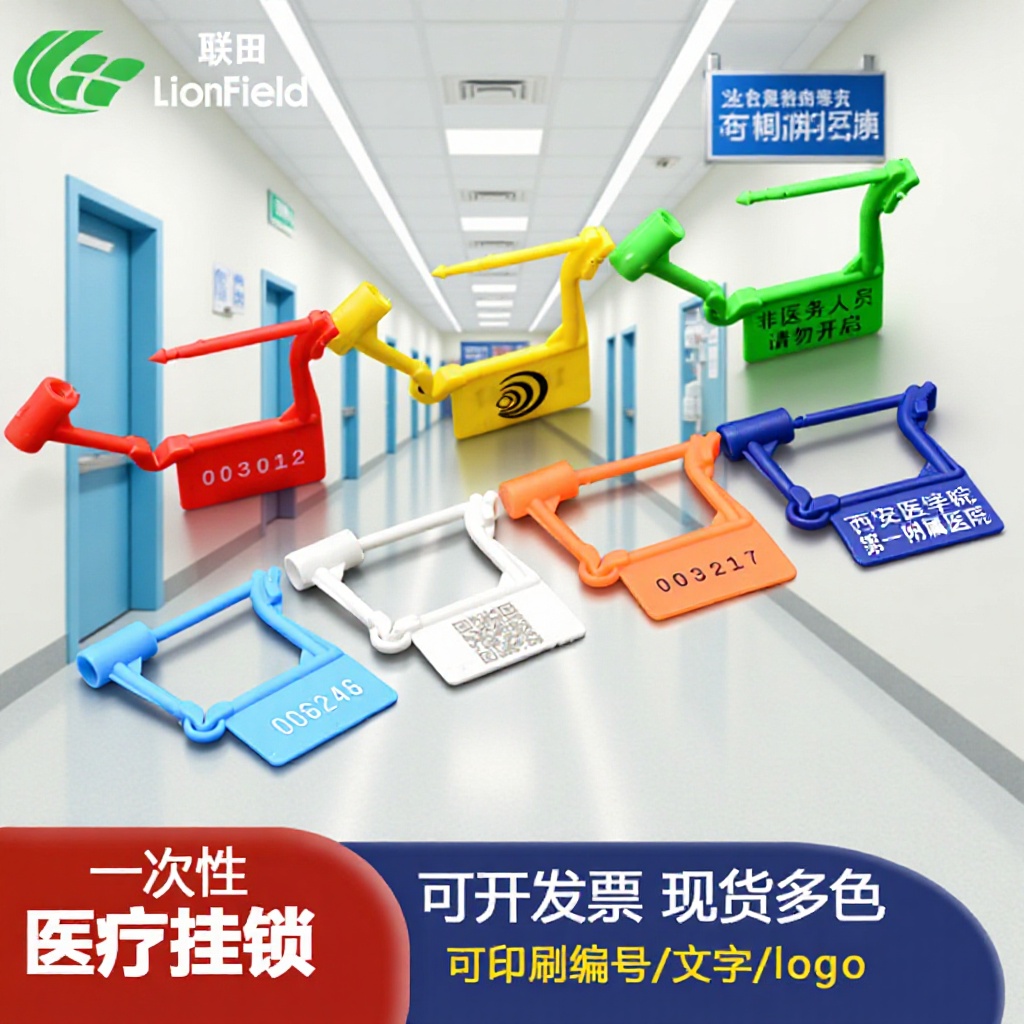 一次性塑料挂锁PP材质医疗航空箱包用锁扣急救车封签可印字行李箱