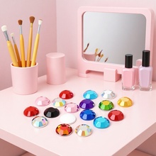 跨境水晶玻璃平底圆形饰品亚克力钻美甲钻DIY指甲钻饰AB多彩