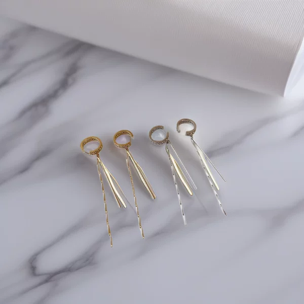 TikTok Same Style Micro-inlaid Zircon C- shaped Tassel Ear Clip Bone Women's Fashionable Niche Simple Ear Headwear