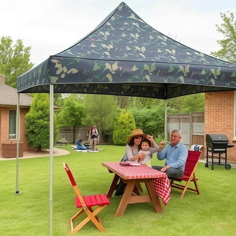 야시장 노점, 비와 햇빛 차단을 위한 로고가 인쇄된 두꺼운 야외 위장 텐트