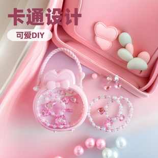 New Bow Children's Jewelry Bag Cartoon Cute DIY Handbag Girls Hair Accessories Toy Makeup Storage Bag