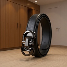 牛皮男士皮带自动扣腰带时尚休闲中年青年商务荔枝纹夹皮裤带真皮