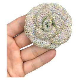 长6.6cm高端烫钻花朵羊反绒皮花胸花鞋花定型花底加高档胸针