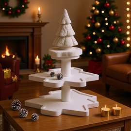 木制衣柜铁艺结合橱柜双层甜品置物架圣诞树桌面摆件水果收纳架