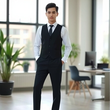 2025春季新款男式休闲西装马甲商务休闲上班男士背心套装一件代发