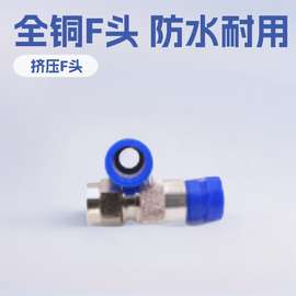 全铜英制F头 适用于75-5电视线 挤压头防水头 花铜棒蓝挤压冒配件