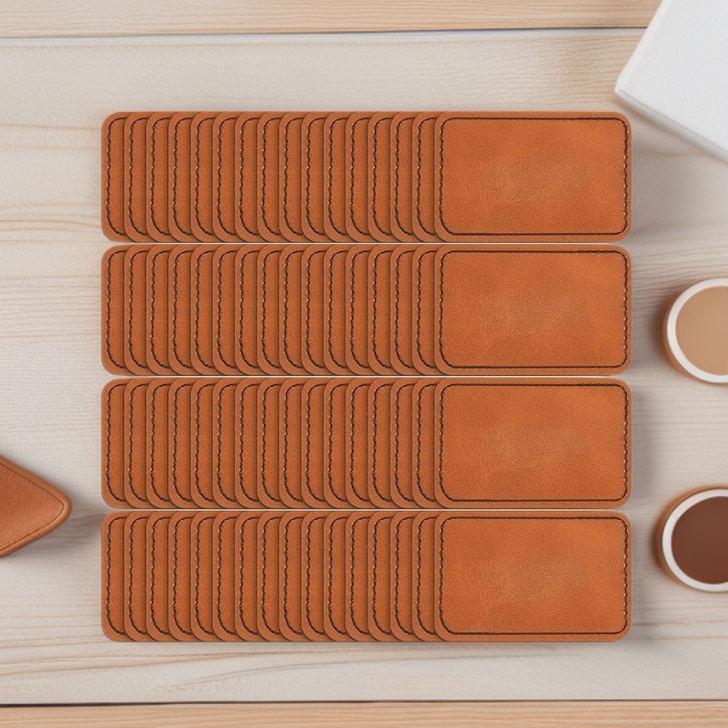 空白皮标 diy人造革PU服装帽子补丁贴车线激光自粘胶皮牌可雕刻