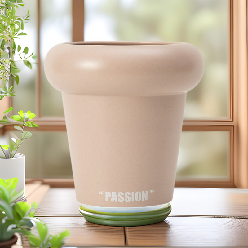 Scandinavian Fat Circle Mouth Ceramic Flower Pot Modern Simple Cream Style Home Interior Countertop Succulent Green Plant Decorative Flower Pot