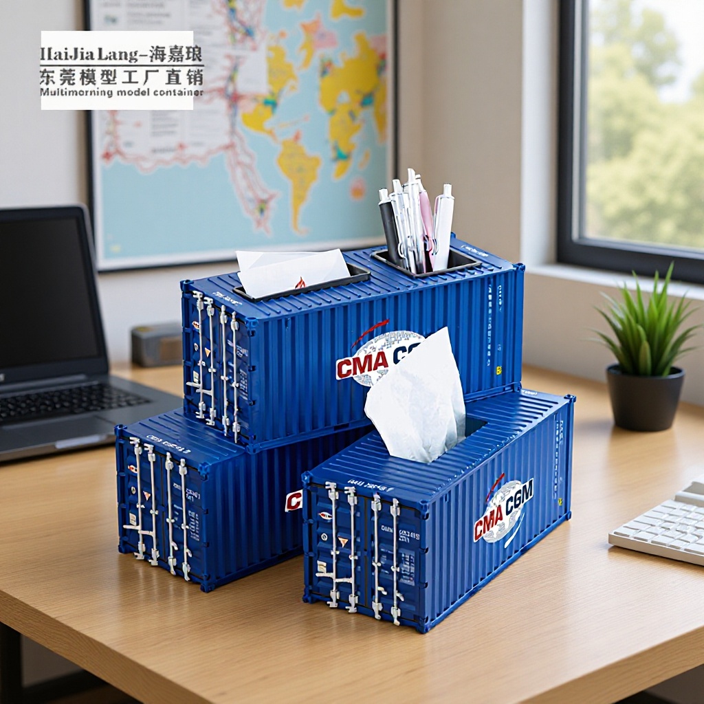 CMACGM modelo de contenedor de simulación industrial de plástico de viento bolígrafo caja de toallas de publicidad comercial regalos patrón personalizado