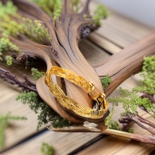 18k金麻绳编织手镯开口au750彩金开口可调节爆闪首饰珠宝工厂批发