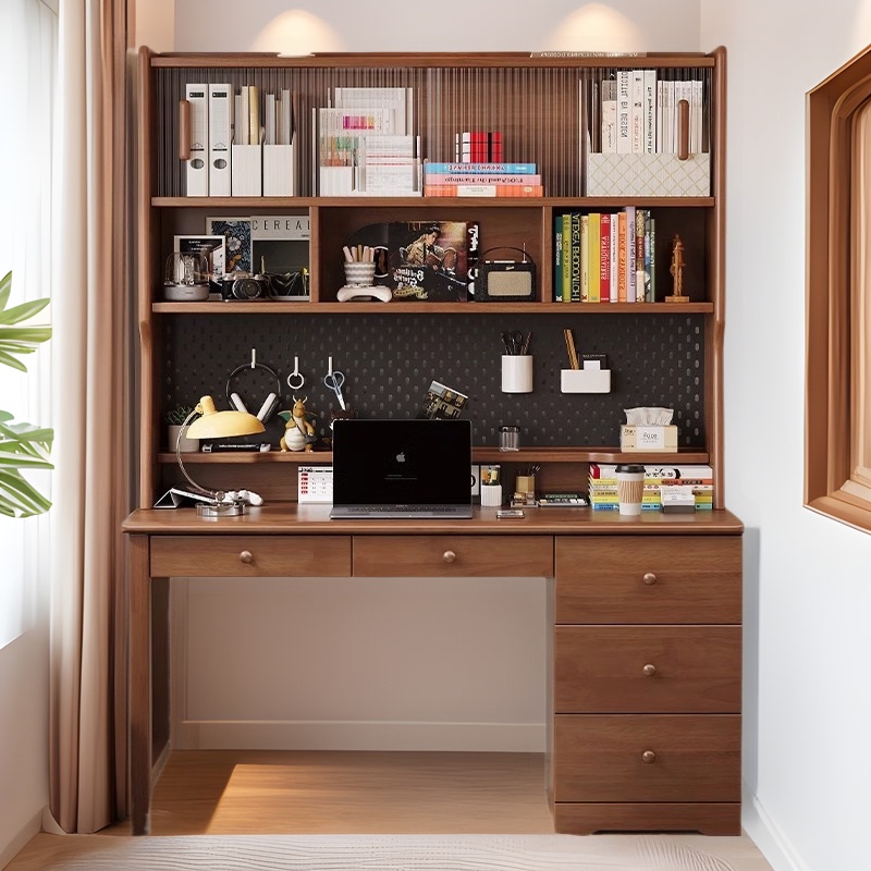 Antique Solid Wood Desk Bookcase Bookshelf Integrated Study Table Home Study Office Desk with Hole Board Computer Desk Antique Solid Wood Desk Bookcase Bookshelf Integrated Study Table Home Study Office Desk with Hole Board Computer Desk