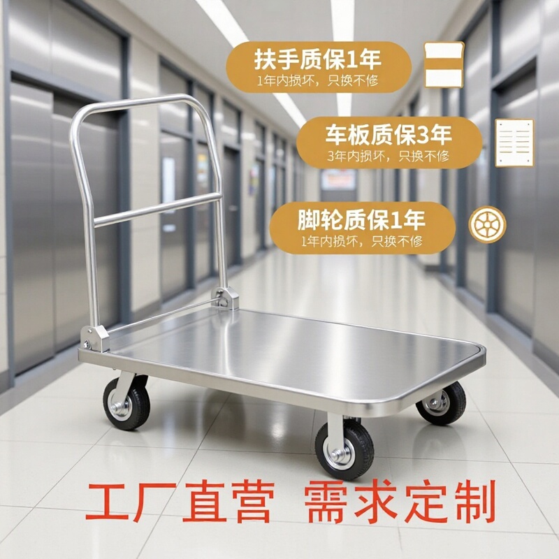Stainless Steel 304 Thickeneded Heavy-Duty Flatbed Logistics Foldableing Four-Wheel Silent Pull Truck Stainless Steel Trolley Moving Stainless Steel 304 Thickeneded Heavy-Duty Flatbed Logistics Foldableing Four-Wheel Silent Pull Truck Stainless Steel Trolley Moving
