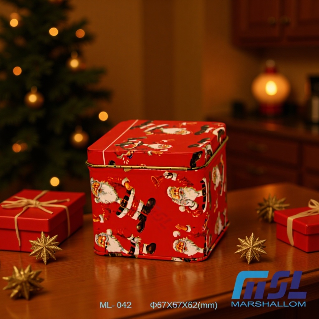 源头厂家 优惠供应精美马口铁ML-042圣诞老人礼品罐 糖果罐