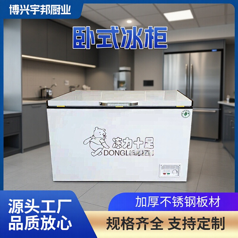 Horizontal Freezer Commercial Large-Capacity Ice Maker Refrigerator Household Freezing and Preservation Dual-Temperature Freezer Copper Tube Refrigeration Display