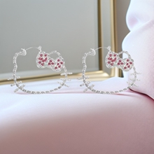 妙龄少女~超闪粉色满钻镂空kt耳圈女甜美气质独特设计耳环耳饰品