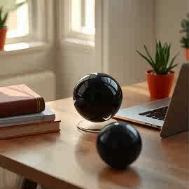 天然黑曜石水晶球黑色水晶球七星阵摆件原石打磨家居玄关风 水摆