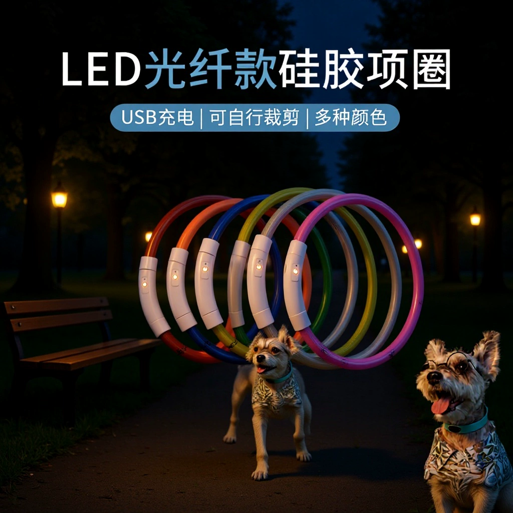 Собака светящийся ошейник питомца ошейник собачий ошейник светодиодный свет USB зарядка ночной светящийся ошейник завод прямых продаж