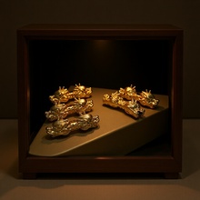 18k黄金脱模双头龙配件 au750彩金DIY品男女可戴工厂直售珠宝批发