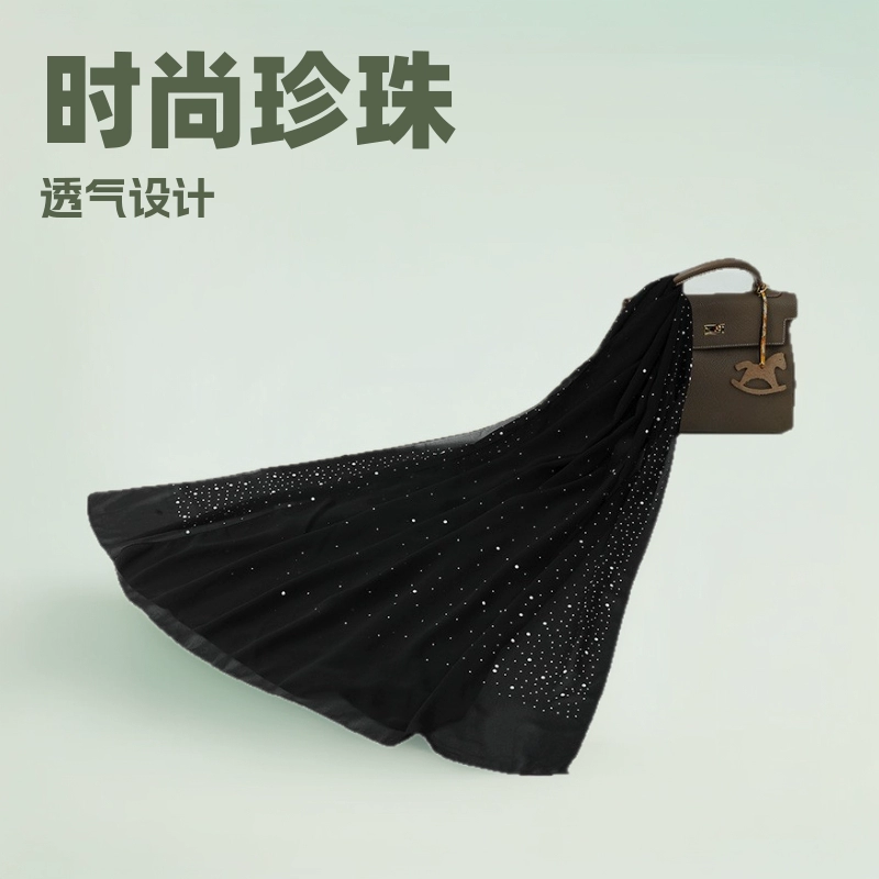 Новый малайзийский однотонный фарфоровый длинный шарф с алмазным узором, оптом, тонкий, дышащий, модный хиджаб из жемчужного шифона