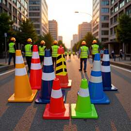 PVC反光路锥禁止停车桩交通路障雪糕筒桶方锥障碍桩安全警示锥