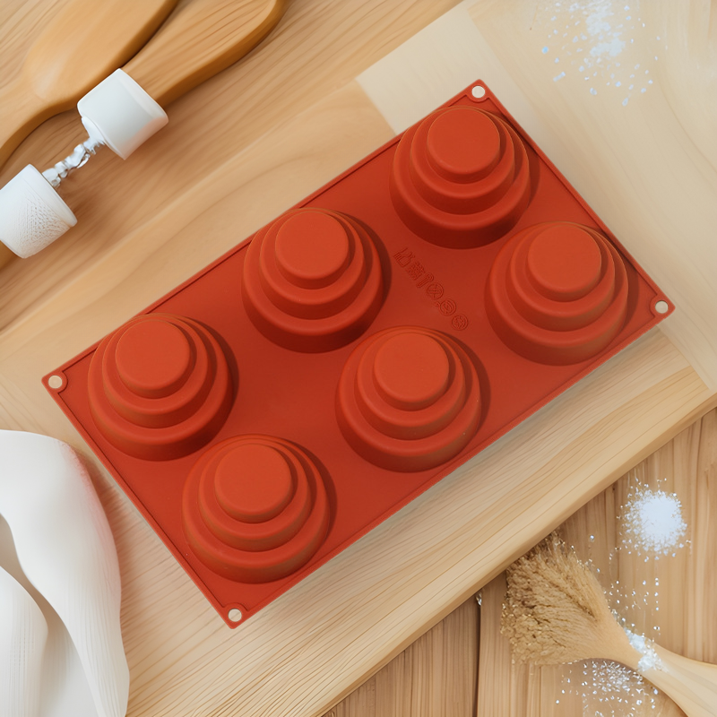Cross-Border Hot Selling 6-Hole Cake Mold Mousse Cake Mold DIY Kitchen Silicone Mold Baking Utensils Factory Direct Sale