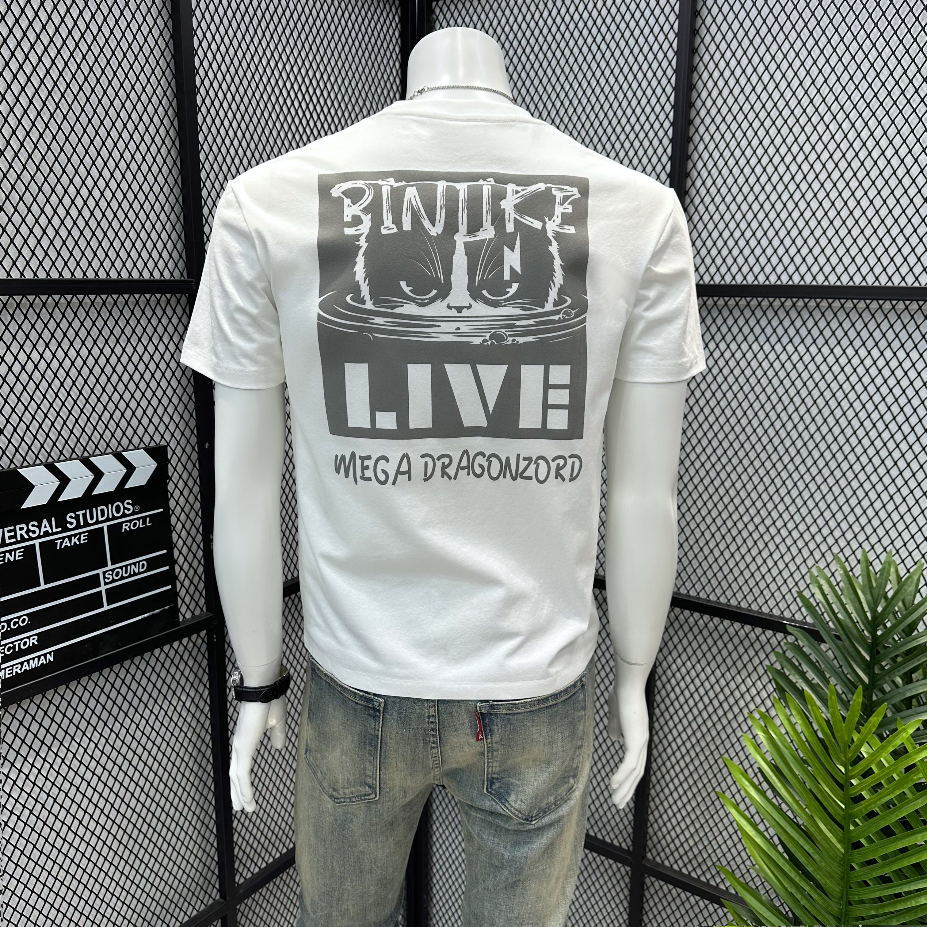 2025 Summer Men's T-Shirt Trendy Brand ins High-End Printed Loose Casual Pullover Round Neck Short-Sleeved T-Shirt Top