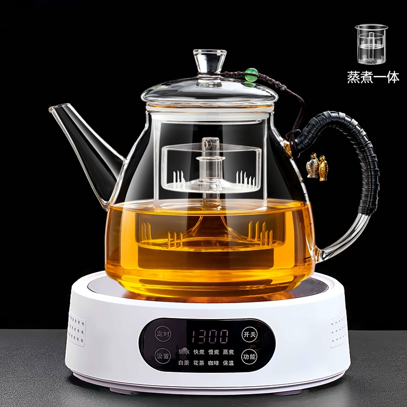 Электрическая керамическая плита 25G (1300 Вт) — настольный чайник для заваривания, совместима с чайниками 500–1300 мл, орех/белая/чёрная