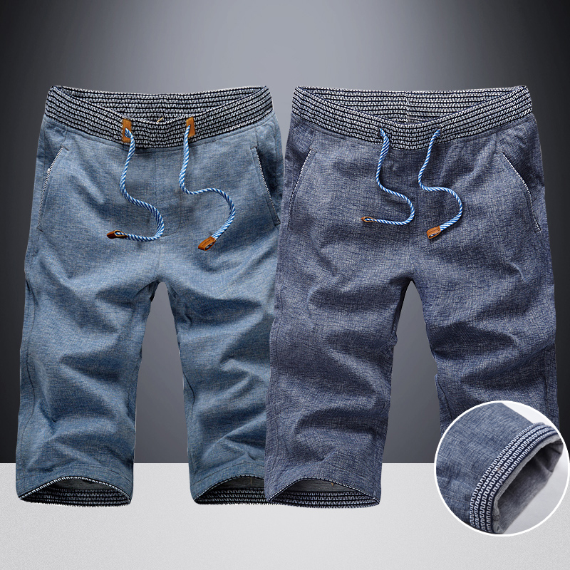 Men's Summer Ice Silk Thin Cropped Pants Straight Loose Casual Elastic Men's Pants