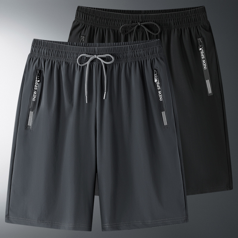 Men's Summer Thin Shorts, Ice Silk Five-Point Shorts, Loose Fit, Large Size, High Elasticity Sports Pants for Men