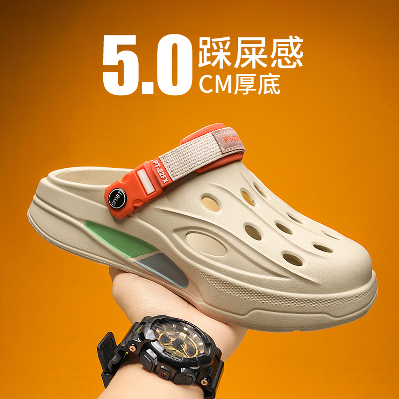 Men's Croc Shoes Summer 2024 New Style Outdoor Non-Slip Driving Closed-Toe Sandals Trendy Sports Beach Sandals for Men