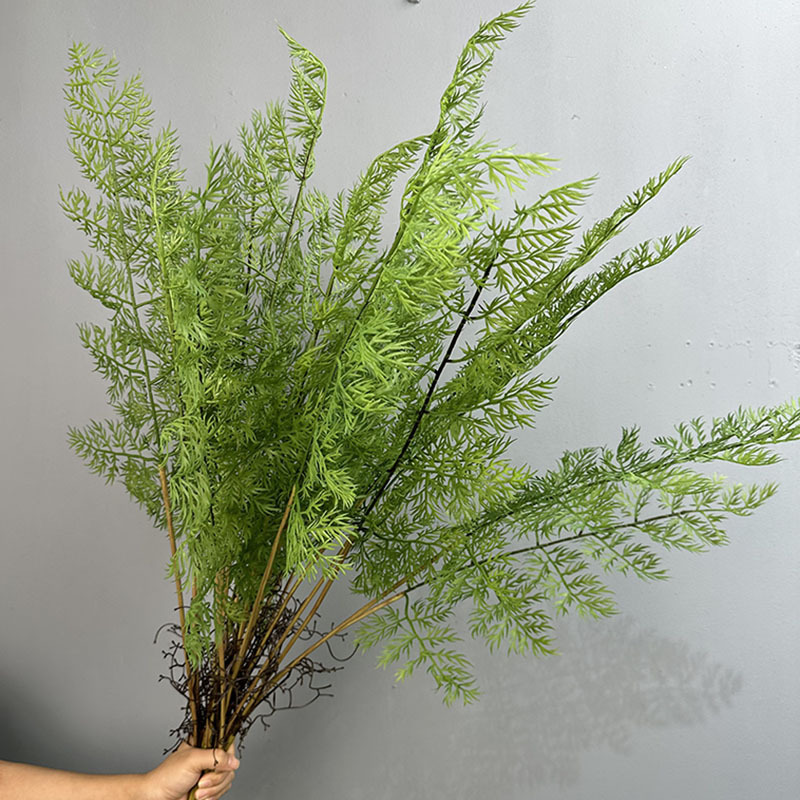 Simulated Texture Artemisia Plant Soft Rubber Fake Green Plant Soft Decoration Landscaping Potted Plant Leaves Decoration Gold Powder Fern Grass