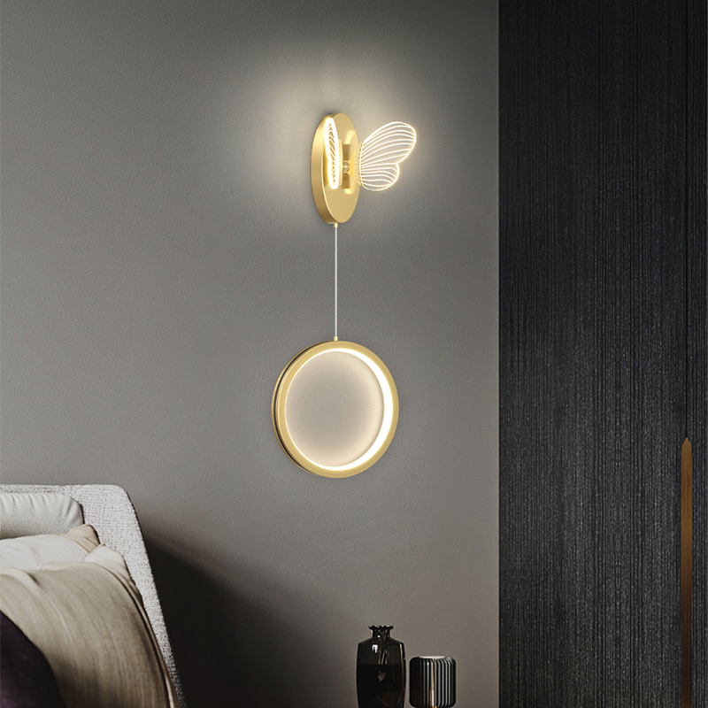 Wall Lamp Bedroom Bedside Lamp Living Room Corridor Aisle Lamp Nordic Modern Simple Light Luxury Creative Background Wall Lamp