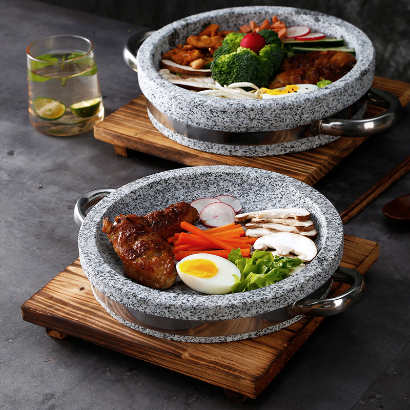 Natural Anti-Cracking Stone Grill Pan, Stone Pot for Tofu, Special Stone Pot Grill Pan, Korean Stone Plate Grill, Stone Pot Dish, Barbecue Stone Plate