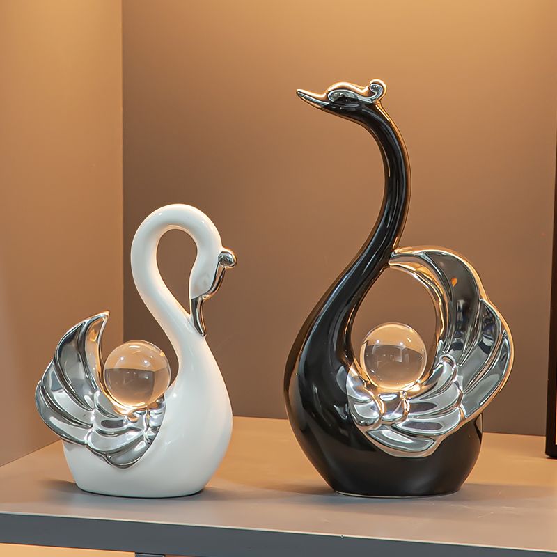 Couple Swan Ornaments, Light Luxury, High-End Living Room, Wine Cabinet, Home Decorations, High-End Tv Cabinet, Entrance Hall Soft Decoration