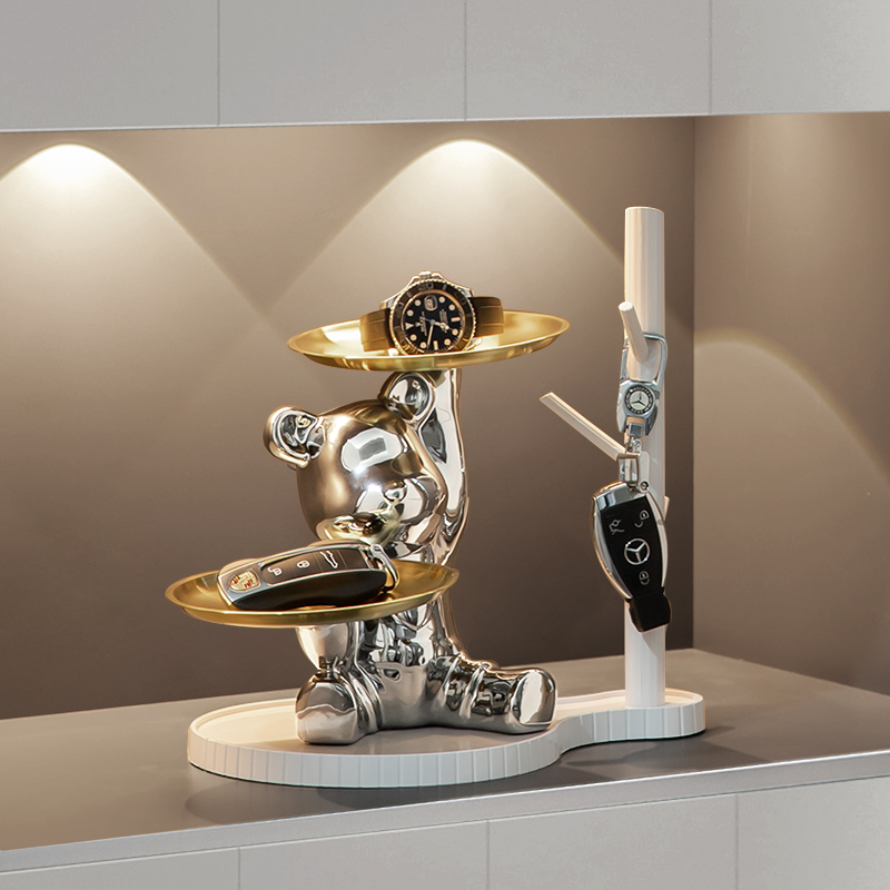 Violent Bear Entryway Shoe Cabinet Key Storage Ornament Foyer Decoration Living Room Light Luxury High-End Shelf