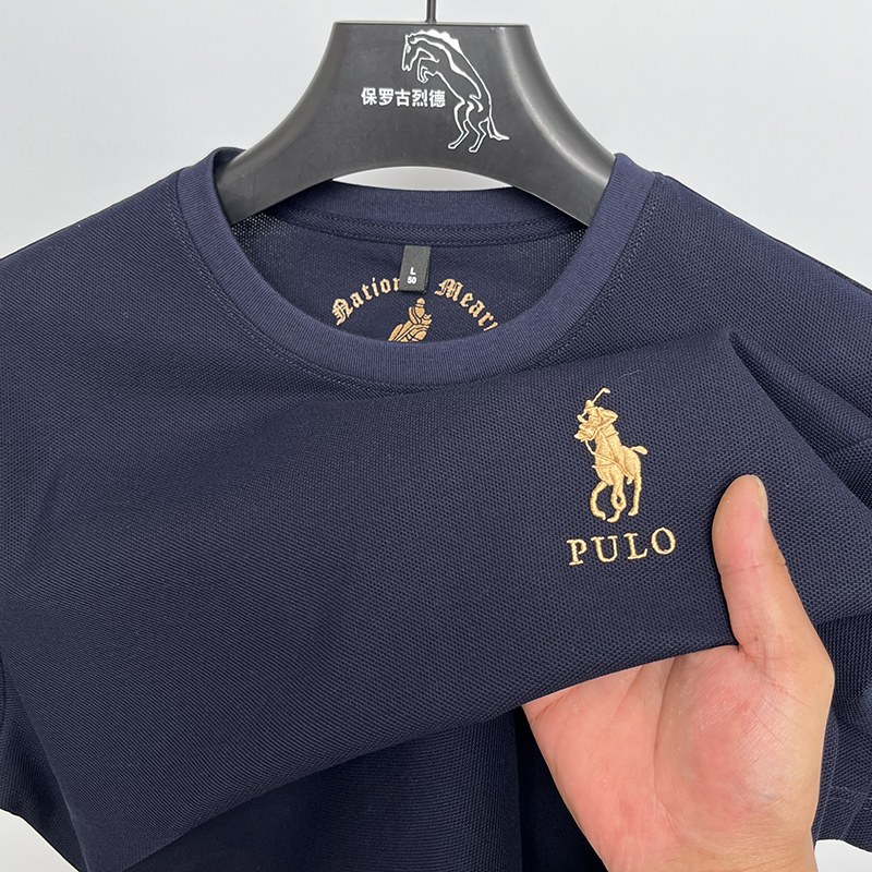 Paul Brand Short-Sleeved T-Shirt for Men, Summer Round Neck, 100% Mercerized Cotton, 2025 New Thin Style Top