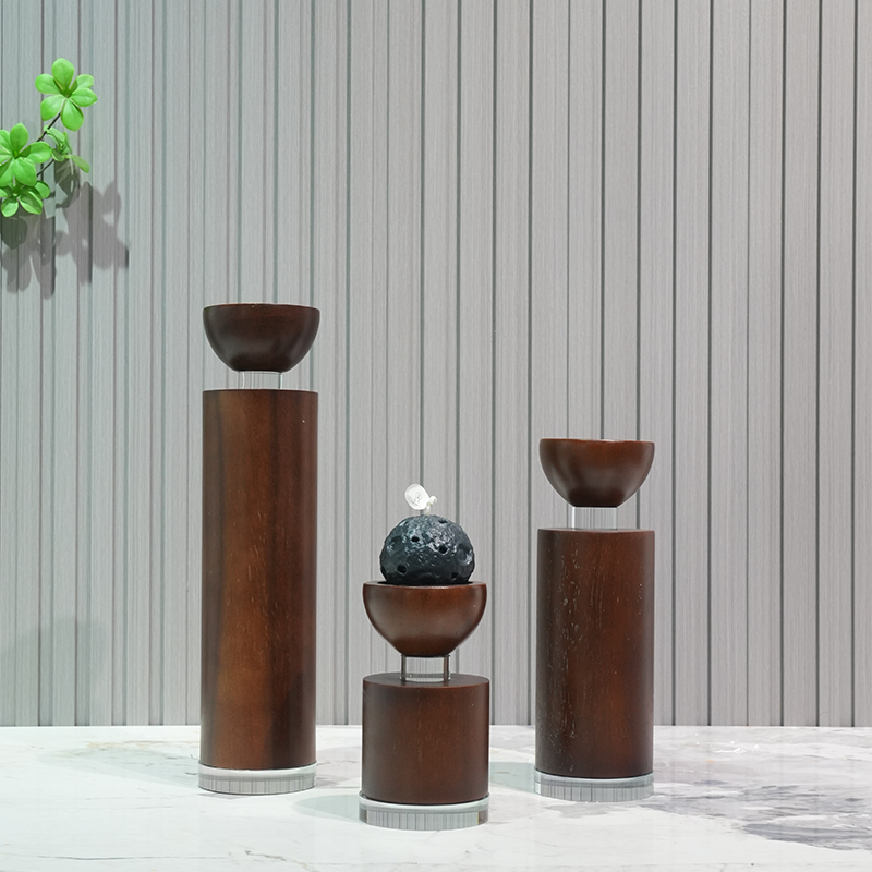 Middle Ancient Style Solid Wood Pier Base Round Column Sculpture Table Homestay Living Room Sofa Side Decorations Flower Ware