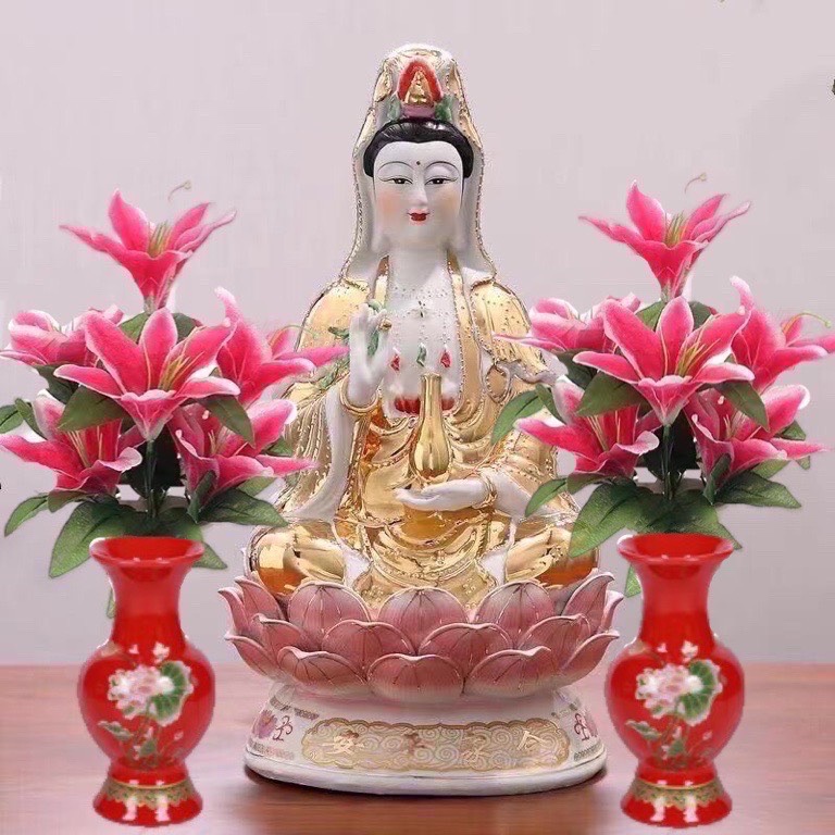 Hoa huệ hồng đậm 2 bó/chai gốm đỏ 2 chiếc