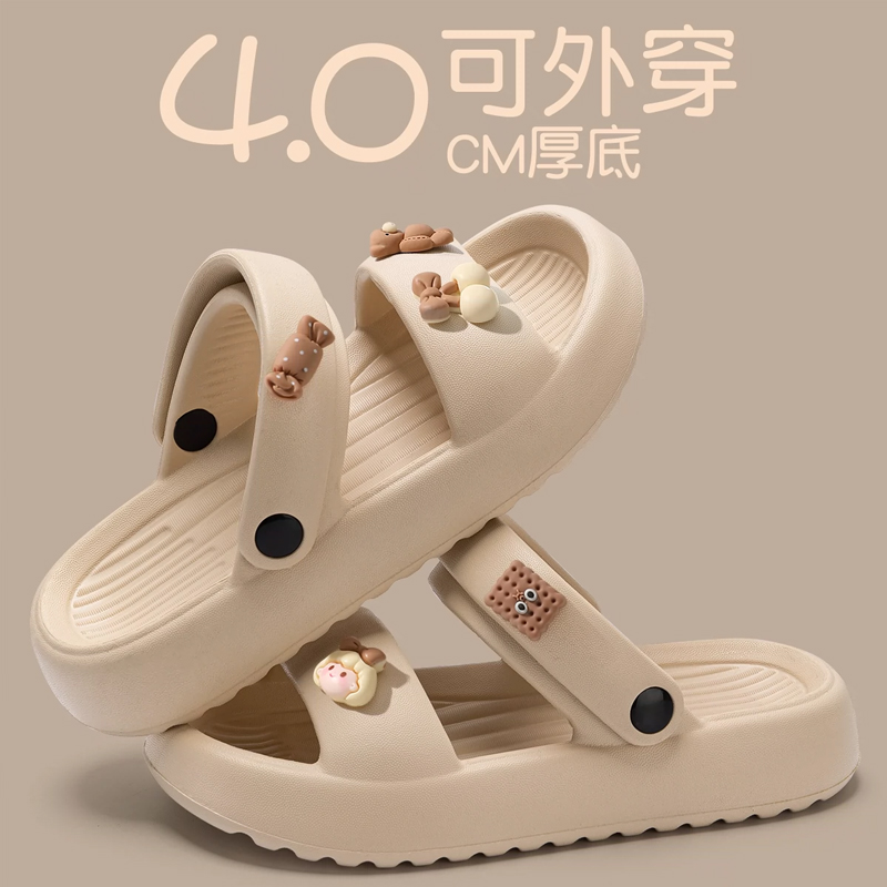 Casual Sandals for Women 2024 Summer New Outer Wear Beach Two-Wear Soft Sole Non-Tiring Hole Slippers for Women