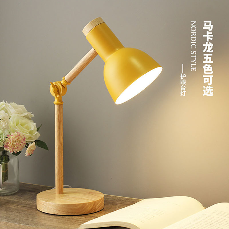 Scandinavian lamp eye protection bedroom desk College student dormitory Minimalist bedroom bedside lamp Young Adult Macaron Wood lamp