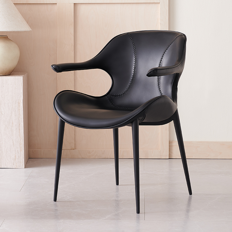 Armrest Saddle Leather Comfortable Island Dining Chair Italian Minimalist High-End Durable Design Home Balcony Tea Table Chair