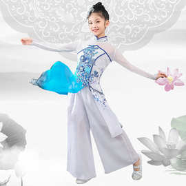 儿童古典舞演出服飘逸中国舞民族舞练功服女童扇子舞古风演出服装