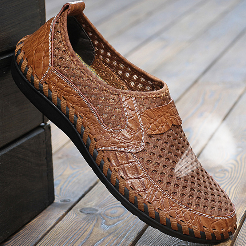 Summer Hollow-Out Full-Foot Driving Sandals for Men, Summer Beach Clogs, Breathable Lazy Casual Mesh Dad Shoes