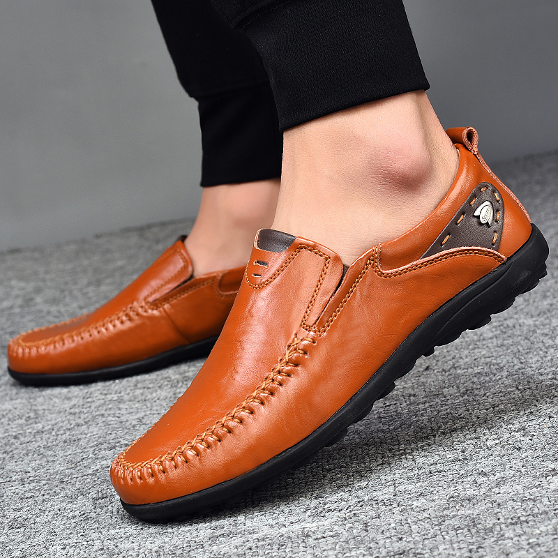 Summer Breathable Soft-Soled British-Style Loafers for Men, Genuine Leather Men's Shoes, Men's Casual Shoes, Leather Shoes, Men's Slip-On Korean Style Trendy Shoes