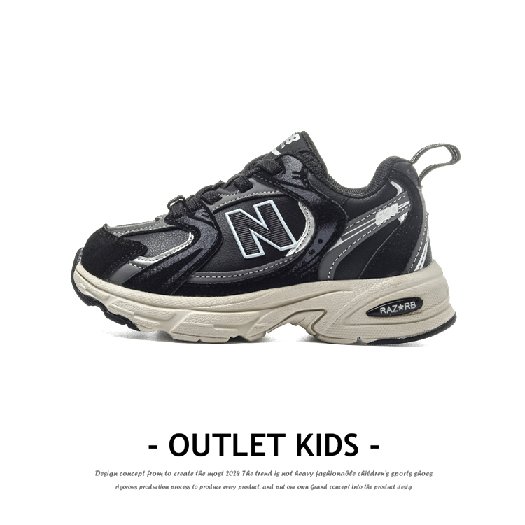 2025 Spring and Autumn New Children's Sports Shoes 530 Boys' Slip-On Leather Running Shoes Girls' Non-Slip Casual Children's Shoes