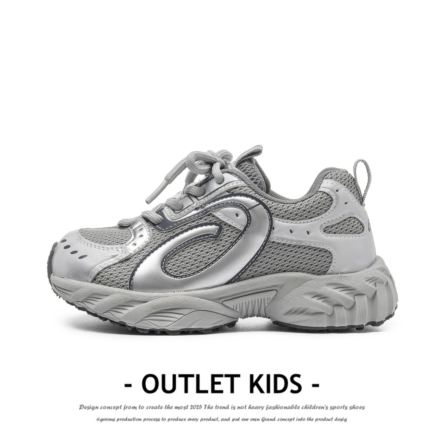2025 Autumn New Children's Dad Shoes Mesh Breathable Girls' Running Shoes Non-Slip Middle and Big Kids Boys' Sports Shoes