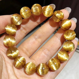 Natural Brazilian Blonde Crystal Bracelet for Women, Crystal Bracelet for Men, Single Circle Cat's Eye Titanium Crystal Citrine Transfer Couple Fashion
