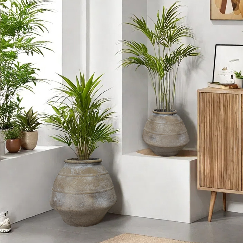 Wabi-Sabi Style Cement Pot, Retro Hotel, Bed and Breakfast, Home Villa, Soft Decoration, Floor-Standing Landscaping, Green Plant Vase Decoration